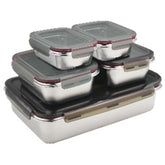 5Pcs Stainless Steel Container Set - Silver